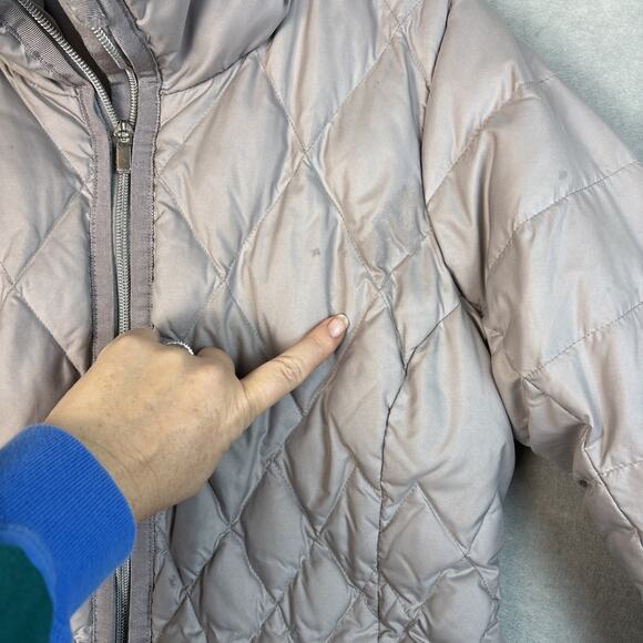 Athleta Jacket Small Responsible Goose Down Gray Pebble Puffer Quilted Coat - Picture 6 of 13